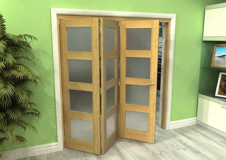 Frosted Glazed Oak 3 Door 4L Roomfold Grande (3 + 0 x 610mm Doors)