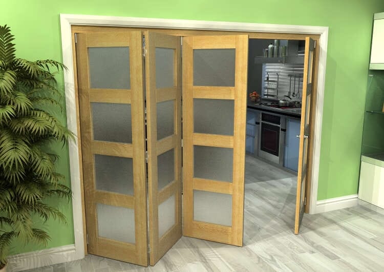 Frosted Glazed Oak 4 Door 4L Roomfold Grande (3 + 1 x 610mm Doors)