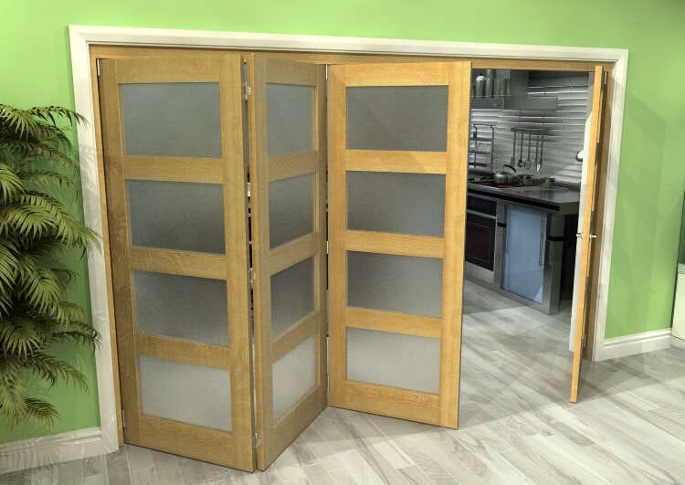Frosted Glazed Oak 4 Door 4L Roomfold Grande (3 + 1 x 762mm Doors)