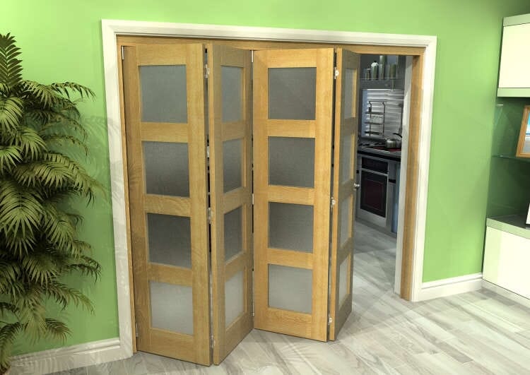 Frosted Glazed Oak 4 Door 4L Roomfold Grande (4 + 0 x 610mm Doors)