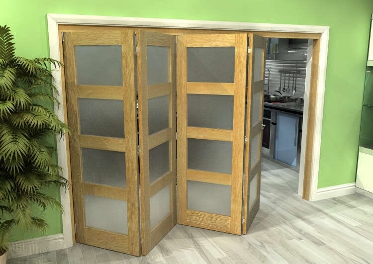 Frosted Glazed Oak 4 Door 4L Roomfold Grande (4 + 0 x 686mm Doors)