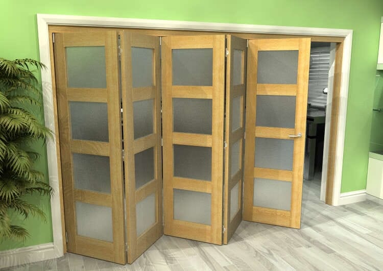Frosted Glazed Oak 5 Door 4L Roomfold Grande (5 + 0 x 610mm Doors)
