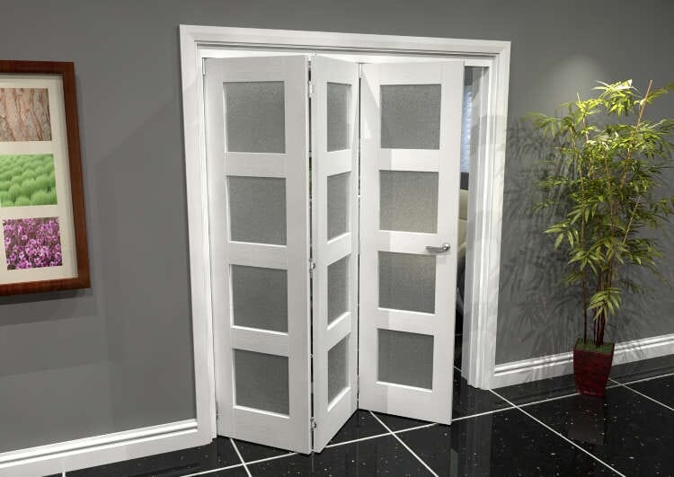 White Frosted 4L Roomfold Grande 1800mm (6ft) 3 + 0 Set