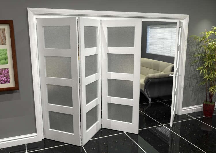 White Frosted 4L Roomfold Grande (3 + 1 x 686mm Doors)