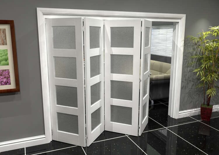 White Frosted 4L Roomfold Grande (4 + 0 x 610mm Doors)