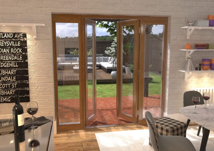 CLIMADOOR Solid Oak French Doors 1200 Pair with 2 x 450mm Sidelights