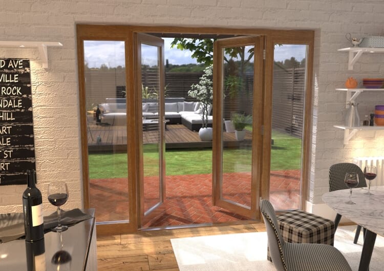 CLIMADOOR Solid Oak French Doors 1500 Pair with 2 x 450mm Sidelights