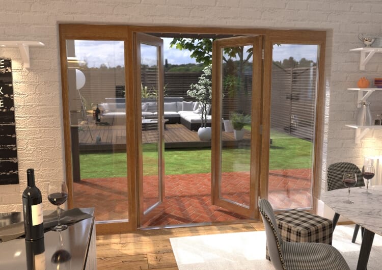 CLIMADOOR Solid Oak French Doors 1500 Pair with 2 x 600mm Sidelights