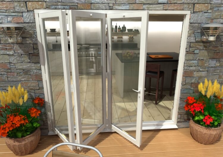 2400mm White Aluminium Bifold Doors - CLIMADOOR