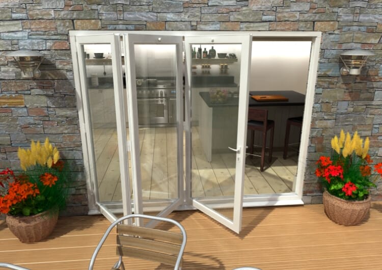 2700mm White Aluminium Bifold Doors - CLIMADOOR