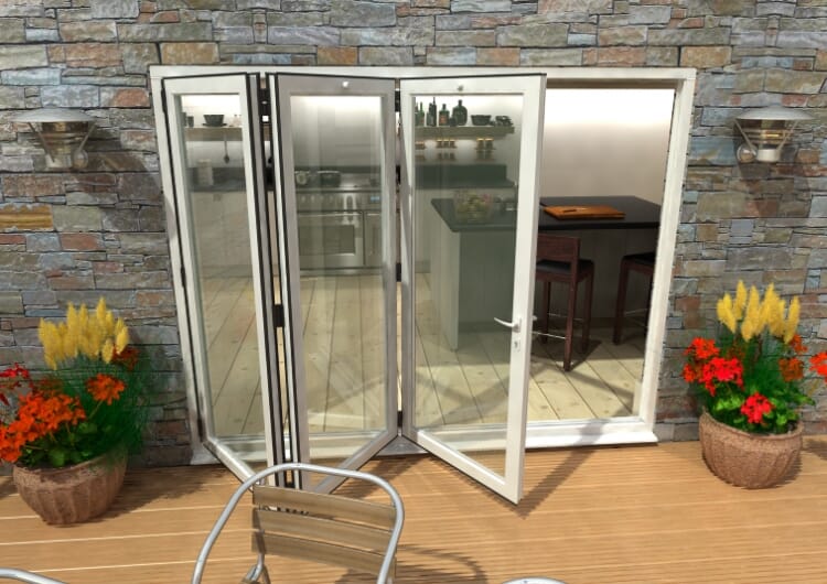2700mm White Aluminium Bifold Doors - CLIMADOOR