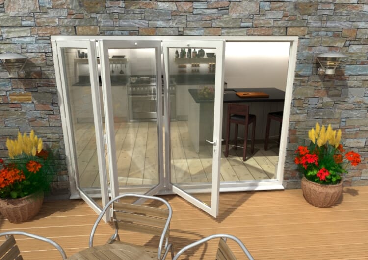 3000mm ( 3 + 0 ) White Aluminium Bifold Doors - CLIMADOOR