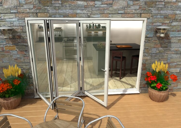 3000mm ( 3 + 0 ) White Aluminium Bifold Doors - CLIMADOOR