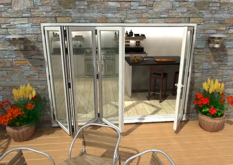 3000mm ( 3 + 1 ) White Aluminium Bifold Doors - CLIMADOOR