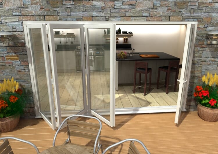 3600mm ( 3 + 1 ) White Aluminium Bifold Doors - CLIMADOOR