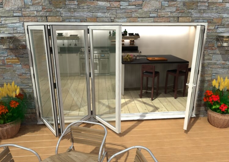3600mm ( 3 + 1 ) White Aluminium Bifold Doors - CLIMADOOR