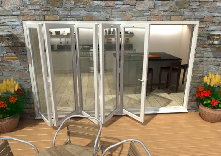 3600mm ( 5 + 0 ) White Aluminium Bifold Doors - CLIMADOOR