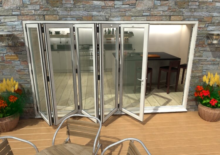 3600mm ( 5 + 0 ) White Aluminium Bifold Doors - CLIMADOOR