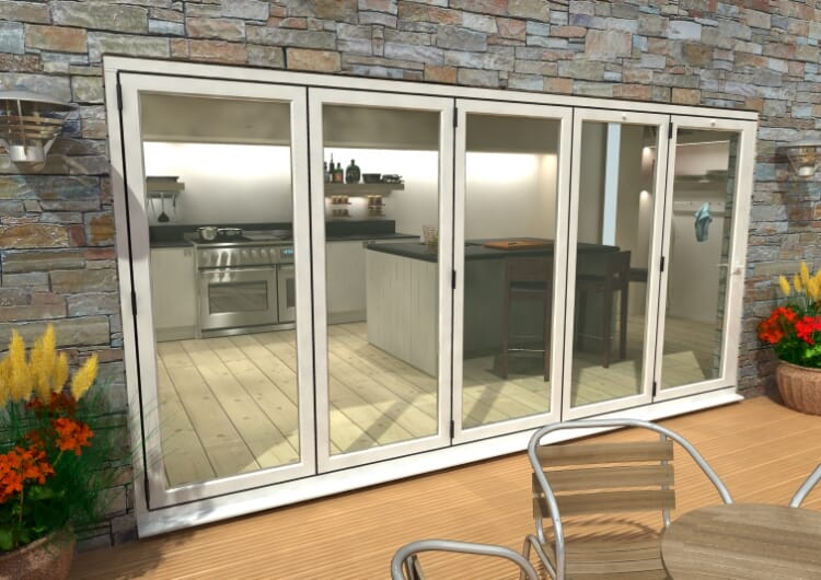 4200mm ( 5 + 0 ) White Aluminium Bifold Doors - CLIMADOOR