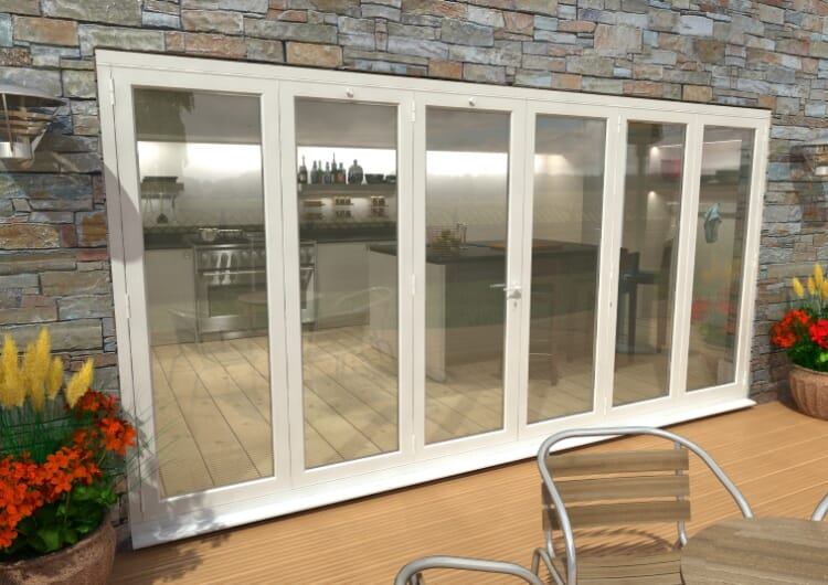 4200mm ( 3 + 3 ) White Aluminium Bifold Doors - CLIMADOOR