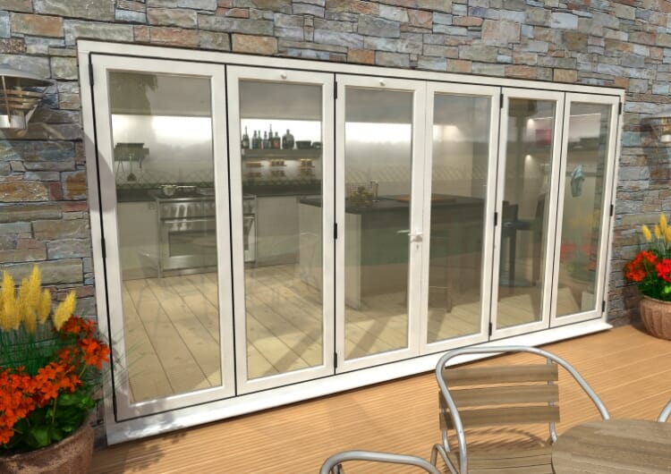 4200mm ( 3 + 3 ) White Aluminium Bifold Doors - CLIMADOOR