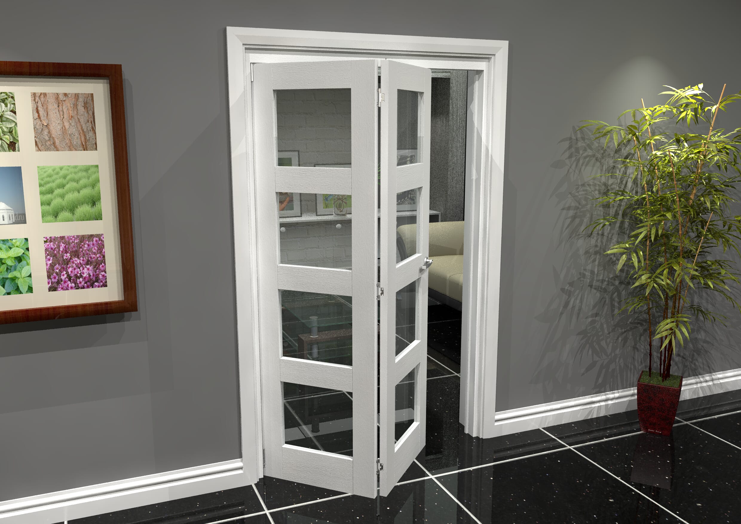 Glass bifold deals doors interior