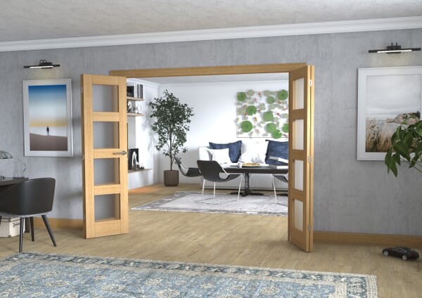 Oak 4L Frenchfold - Frosted Prefinished (3 x 573mm Doors)