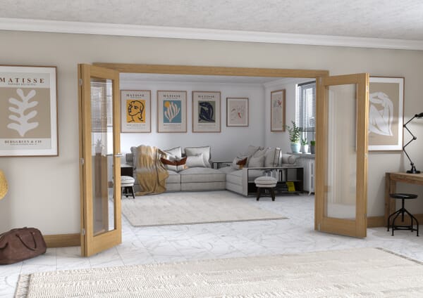 Oak P10 Frenchfold - Clear Prefinished (4 x 686mm Doors)