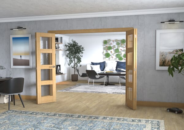 Oak 4L Frenchfold - Clear Prefinished (4 x 610mm Doors)