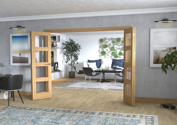 Oak 4L Frenchfold - Clear (3 x 573mm Doors)