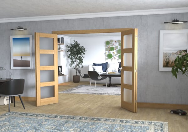 Oak 4L Frenchfold - Frosted (4 x 610mm Doors)