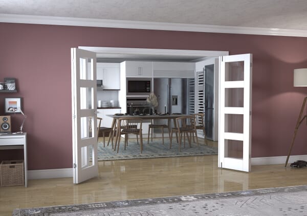 White 4L Frenchfold - Clear (3 x 686mm Doors)