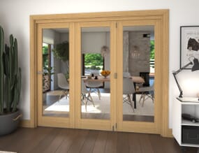 Oak P10 Roomfold Grande Internal Bifold Doors with Clear Glass