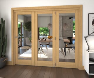 Oak P10 Roomfold Grande Internal Bifold Doors with Clear Glass
