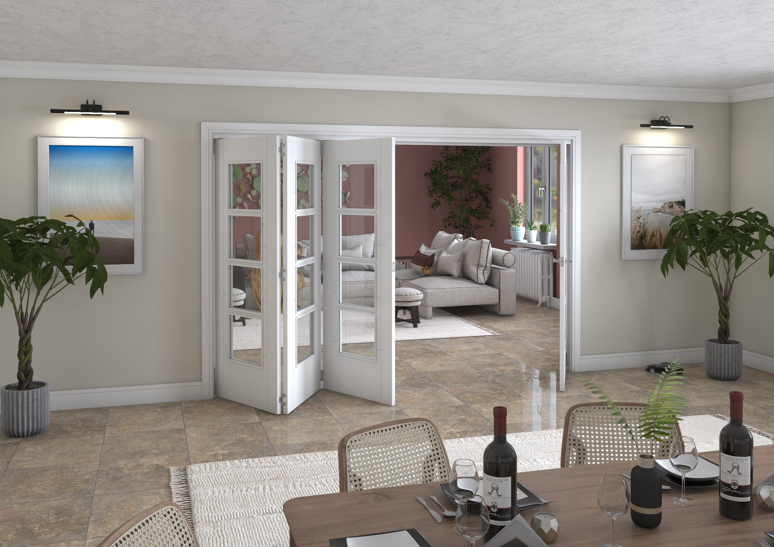 White Iseo Roomfold Grande - 4 Light Clear