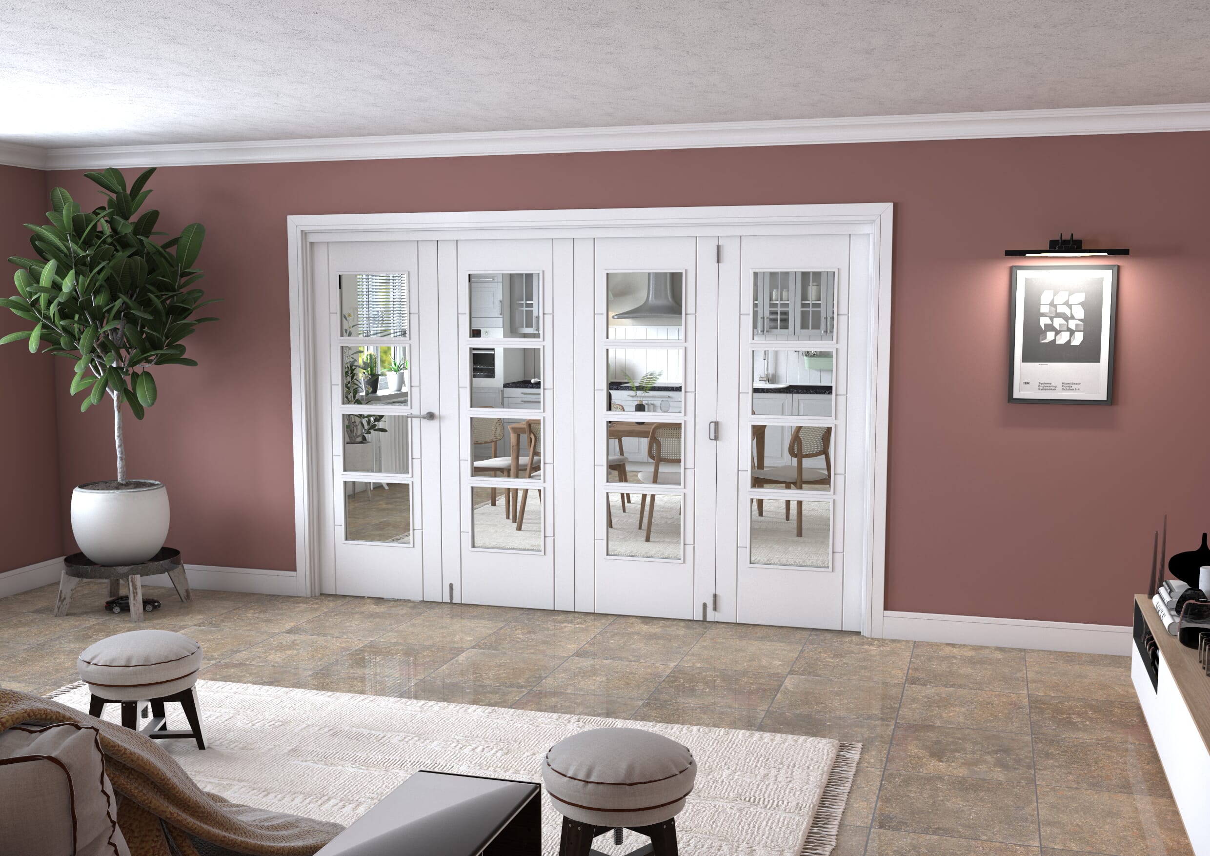 White Iseo Roomfold Grande - 4 Light Clear