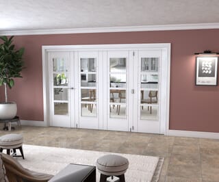 White Iseo Roomfold Grande - 4 Light Internal Bifold Doors with Clear Glass