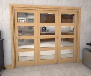 Oak 4L Roomfold Grande Internal Bifold Doors with Clear Glass