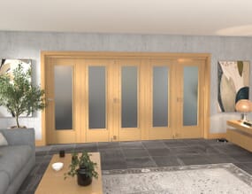 Oak Iseo Roomfold Grande - Pattern 10 Frosted Prefinished Internal Bifold Doors
