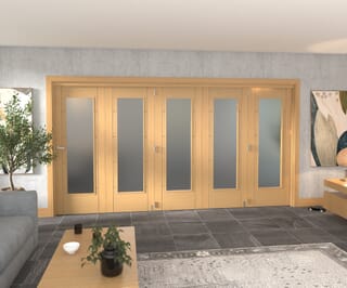 Oak Iseo Roomfold Grande - Pattern 10 Frosted Prefinished Internal Bifold Doors