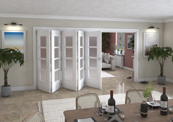 Iseo White 4 Light Frosted 4 Door Roomfold Grande (2 + 2 x 686mm Doors)