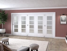 White Iseo Roomfold Grande - 4 Light Frosted Internal Bifold Doors