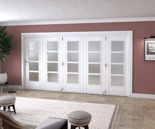 White Iseo Roomfold Grande - 4 Light Frosted Internal Bifold Doors