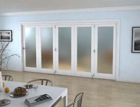 White P10 Roomfold Grande Internal Bifold Doors with Frosted Glass