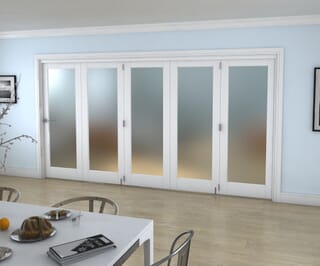 White P10 Roomfold Grande Internal Bifold Doors with Frosted Glass