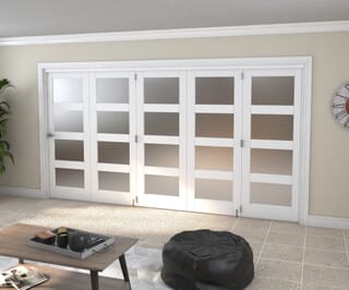 White 4L Roomfold Grande Internal Bifold Doors with Frosted Glass