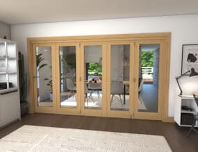 Oak P10 Roomfold Grande Prefinished Internal Bifold Doors with Clear Glass