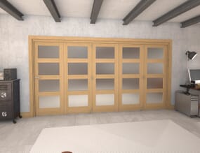 Oak 4L Roomfold Grande Prefinished Internal Bifold Doors with Frosted Glass