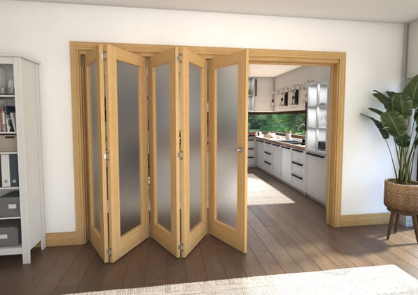 Frosted Glazed Oak 3 Door Roomfold Grande 1800mm 2 + 1 Set