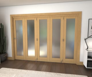 Oak P10 Roomfold Grande Internal Bifold Doors with Frosted Glass